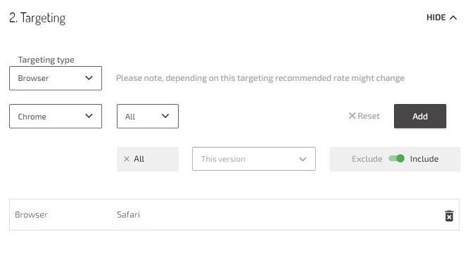 Hint 3. Set a wider target to drive more traffic without raising bids