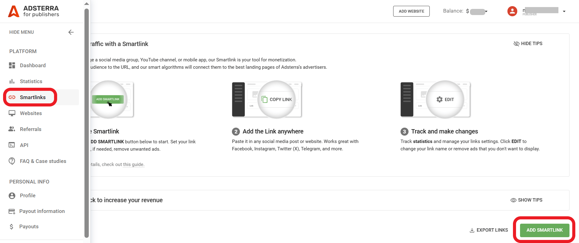 How to add Adsterra Direct Link
