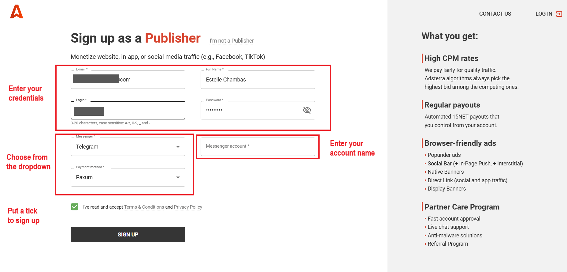 Register as a publisher to enable your website monetization - 1