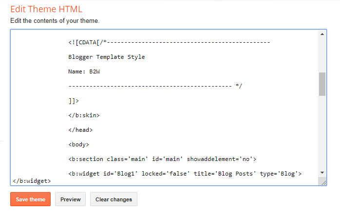 edit theme html box on blogger
