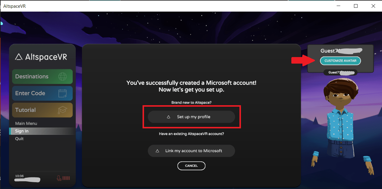 setting up AltspaceVR