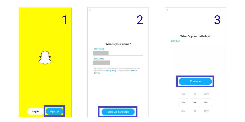 Snapchat registration