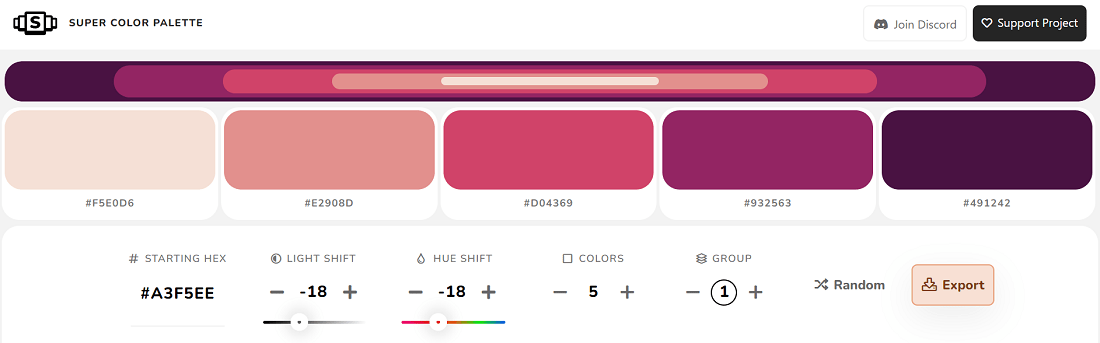 One of the free tools for color palette creation