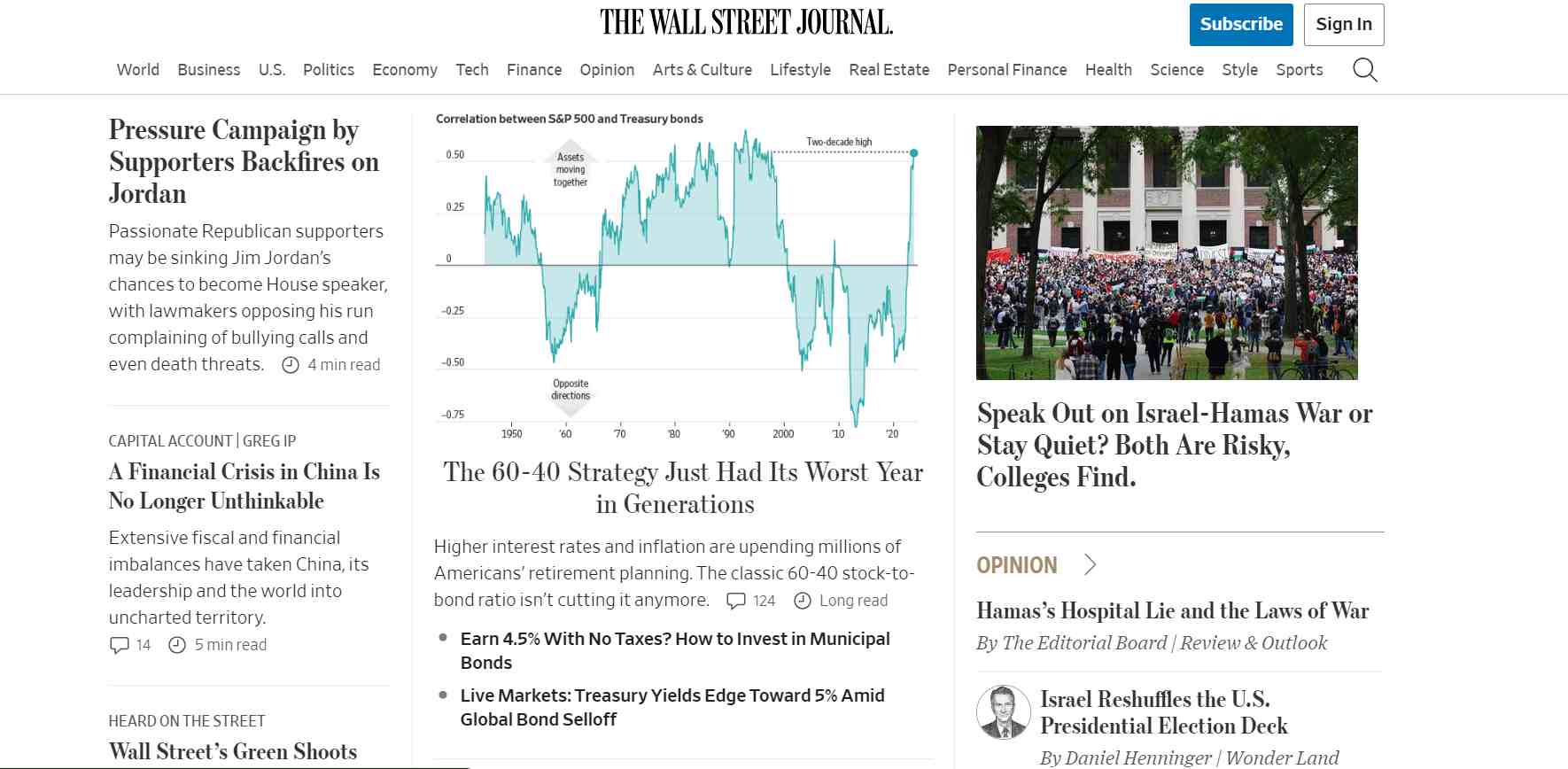 Screenshot of WSJ.com