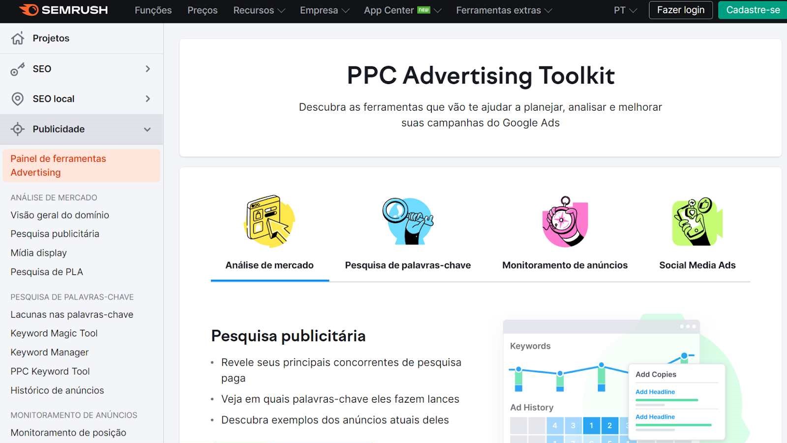 pagina-de-solucao-de-ppc-da-semrush