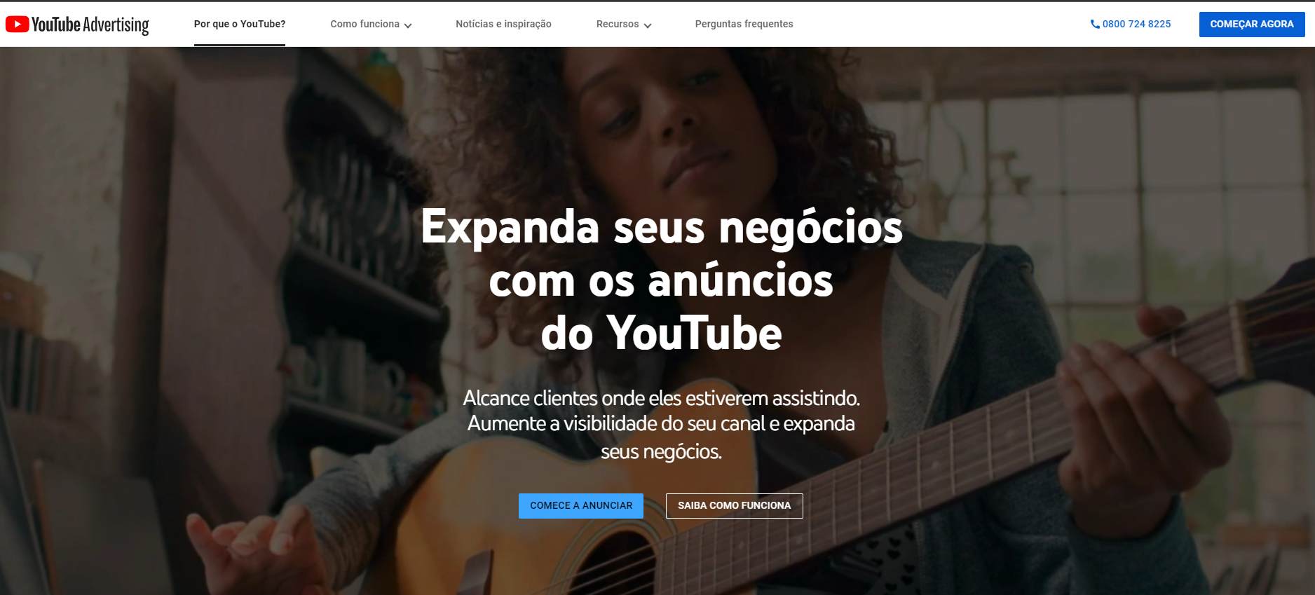 pagina-de-comeco-do-youtube-advertising