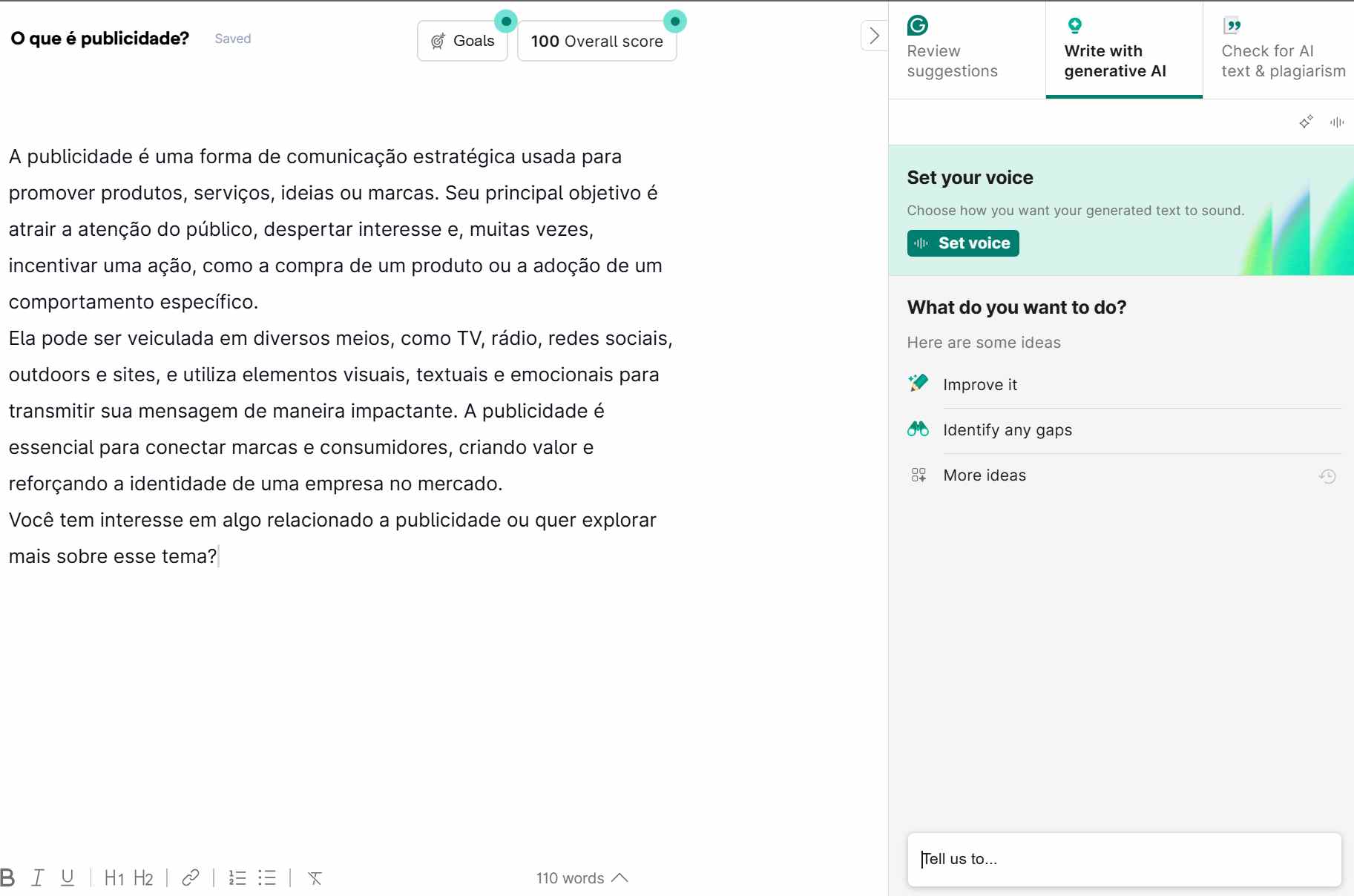 pagina-de-analise-de-textos-da-grammarly