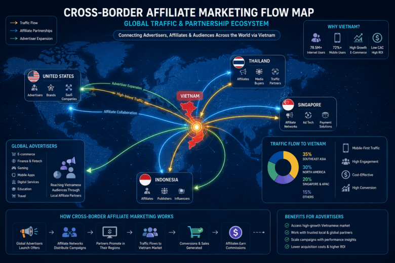 Cross-border affiliate marketing flow map
