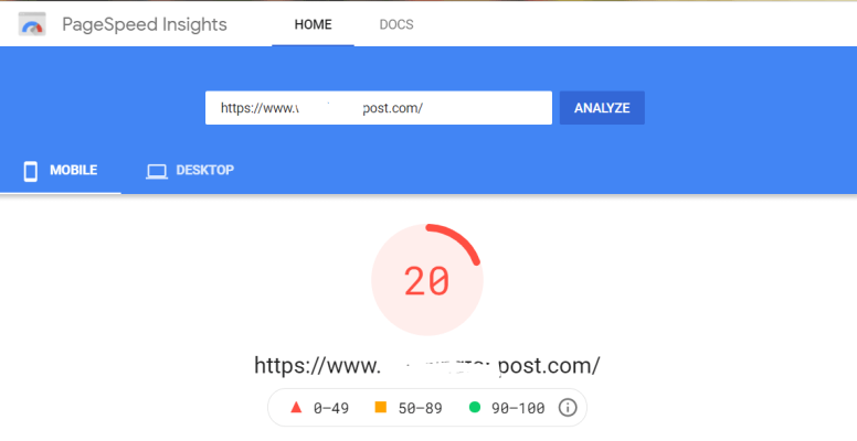 Testing landing pages with PageSpeed Insights