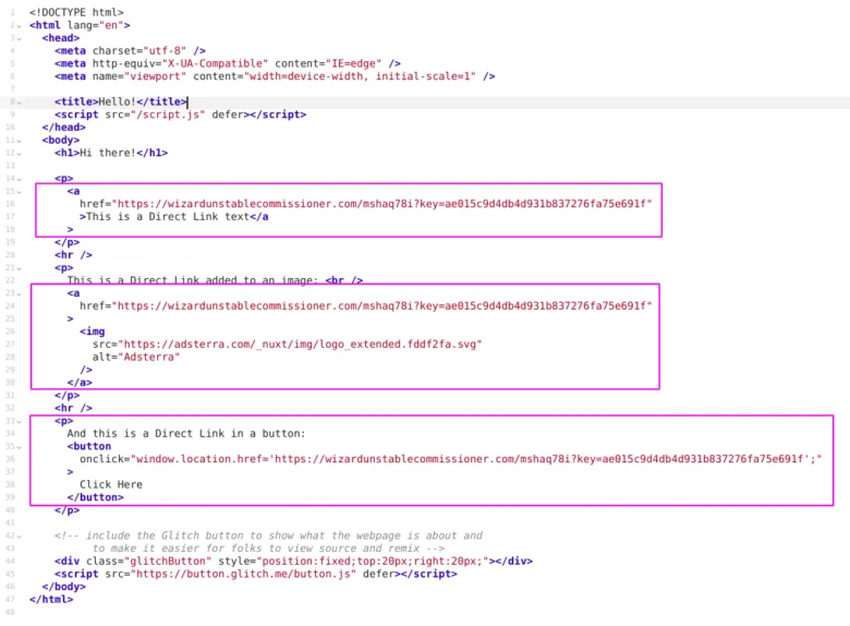 Where to place Smart Direct Link