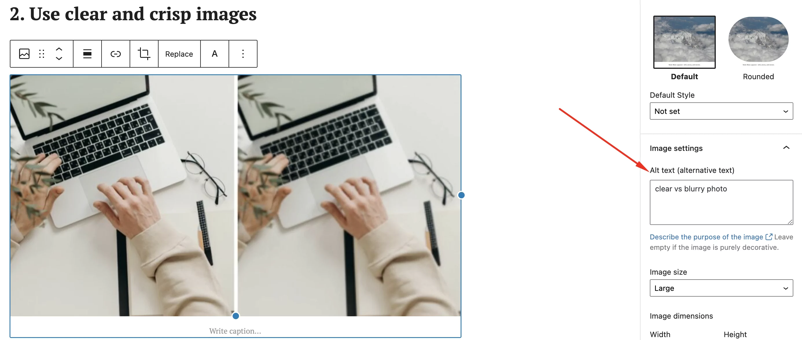 alt text Wordpress 