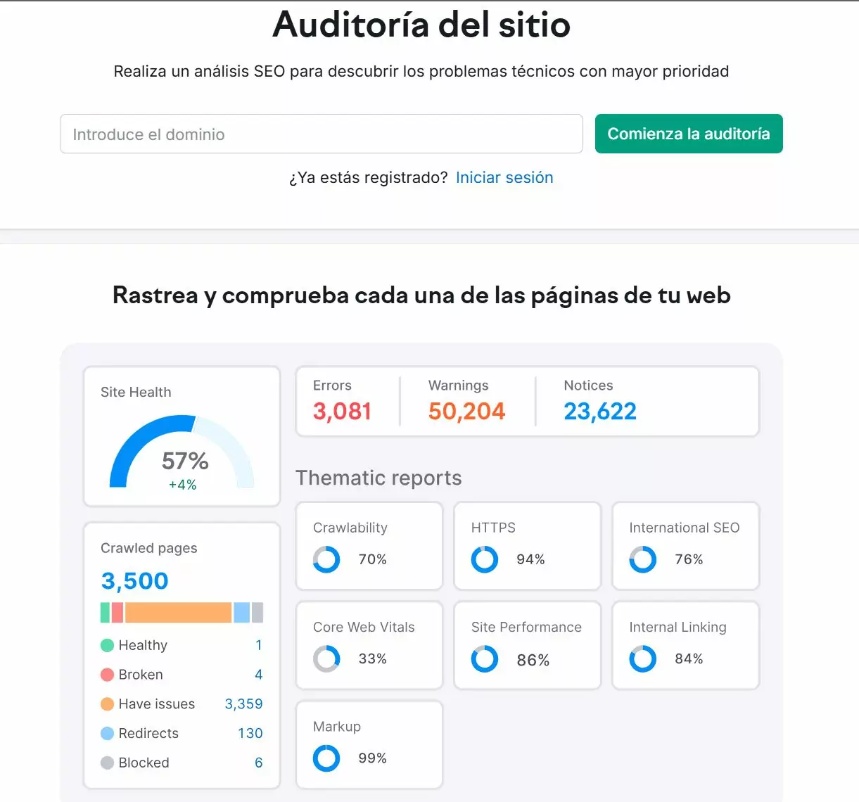 pagina-de-auditoria-de-sitio-de-semrush